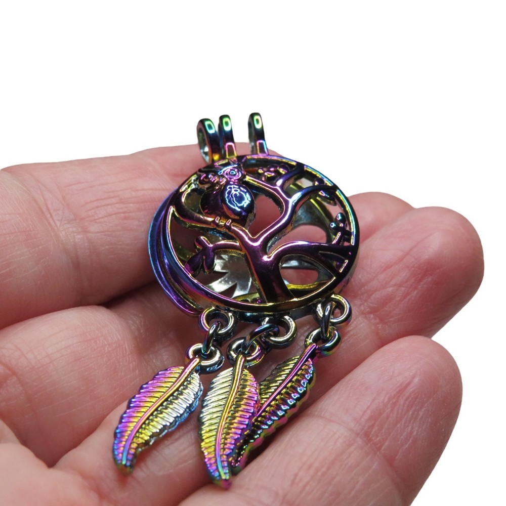 🔥5/$25🔥Rainbow Color Dreamcatcher Tree Owl Cage Perfume Diffuser Pendant